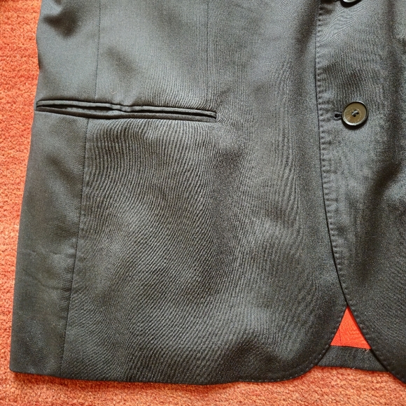 HUGO Boss Marzotto 100% Wool Blazer Suit Jacket Size 46R Black Red Lined - Picture 9 of 13